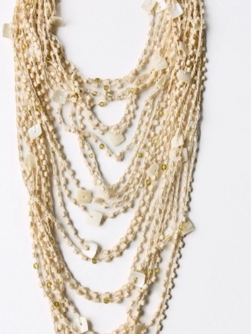 Zara Cream Multi-Layer Beaded Statement Necklace